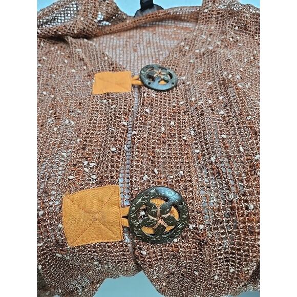 Kaktus Crochet Net Mesh Asymmetrical Rust Color Vest Top Size L Hippie Fairy - Picture 7 of 8